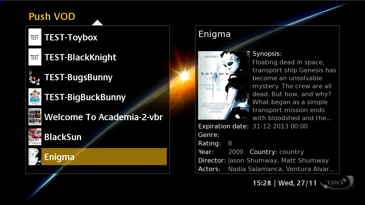 Figure 1 Sample picture of the PushVOD User Interface Figure 1 Sample picture of the PushVOD User Interface