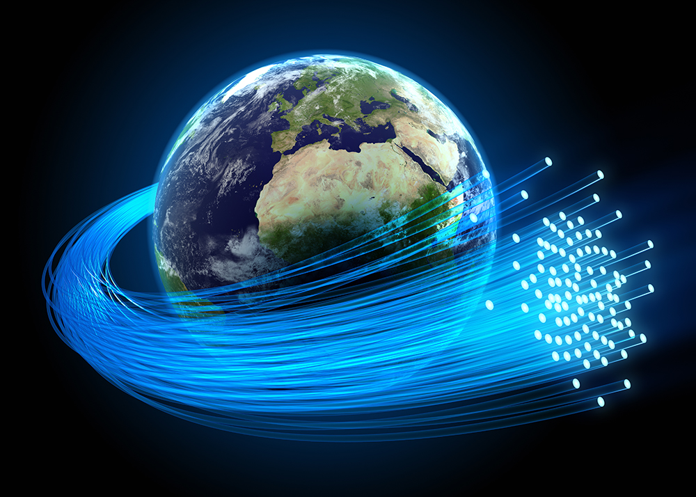 Symbolic optical "fibre in the sky" - the seamless integration of exisiting optical communication technologies and new optical space communication systems developed under the SPL ScyLight. Copyright iStock